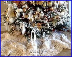 Beautiful all ruffled Christmas Tree Skirt holiday tree decor elegant vintage