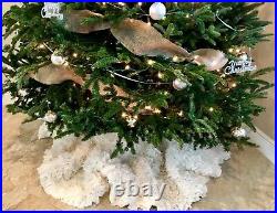 Beautiful all ruffled Christmas Tree Skirt holiday tree decor elegant vintage