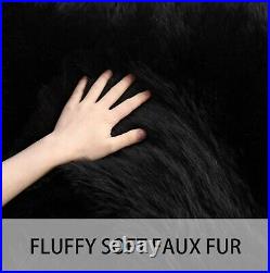Black Faux Fur Christmas Tree Skirt 48