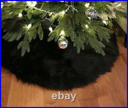 Black Faux Fur Christmas Tree Skirt 48 Round