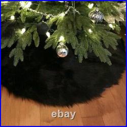 Black Faux Fur Christmas Tree Skirt 5' Round