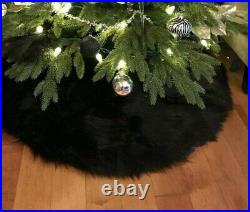 Black Shaggy Faux Fur Christmas Tree Skirt 5 Ft