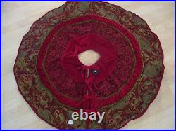 Bombay Christmas Velvet/Tapestry Tree Skirt- 52 Round Red/Green/Gold- 2004- NWT