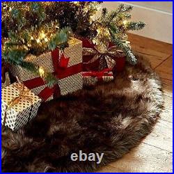 Brown Faux Fur Christmas Tree Skirt 36 Round