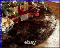 Brown Faux Fur Christmas Tree Skirt 60 Round