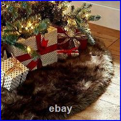 Brown Faux Fur Christmas Tree Skirt 72