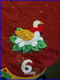 Bucilla 12 DAYS OF CHRISTMAS Partridge in a Pear Tree Felt Tree Skirt Finished