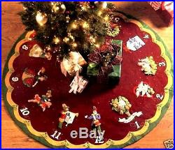 Bucilla 12 DAYS OF CHRISTMAS Partridge in a Pear Tree Felt Tree Skirt KitRARE
