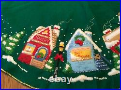 Bucilla Christmas Felt Sequin Village Tree Skirt Completed
