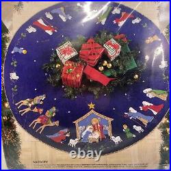Bucilla Christmas Nativity Felt Applique Tree Skirt 43 Round Embroidery 82720