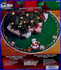 Bucilla Discontinued Santa's Sweet Shop Felt Christmas Tree Skirt Kit OOP RARE