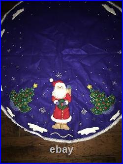Bucilla JOLLY BEADED SANTA Christmas Felt Tree Skirt HANDMADE COMPLETE #84430