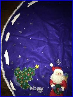 Bucilla JOLLY BEADED SANTA Christmas Felt Tree Skirt HANDMADE COMPLETE #84430