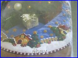 Bucilla Marys Christmas Village Jeweled Sequin Tree Skirt Kit 86067 Engelbreit