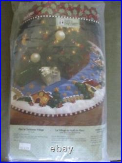 Bucilla Marys Christmas Village Jeweled Sequin Tree Skirt Kit 86067 Engelbreit