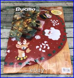 Bucilla SANTA & FRIENDS Felt Christmas Tree Skirt Kit 83962 Circa 1998 opened