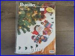 Bucilla SANTA & TOYS 42 Christmas Tree Skirt Counted Cross Stitch Kit # 83995