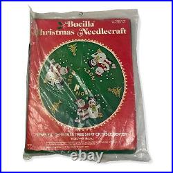Bucilla Vintage Noel Santa Snowman Christmas Tree Skirt Felt Kit