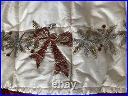 CELERIE 62 DESIGNER Tree Skirt BEADED Metallic LUXURY Quilted BOWS BERRIES NWT