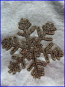 CYNTHIA ROWLEY New York 50 Christmas tree skirt Gold beaded snowflakes