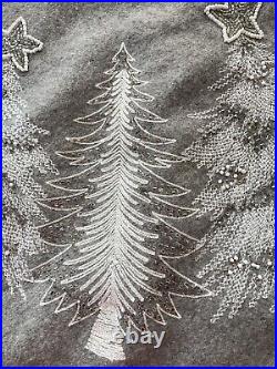 CYNTHIA ROWLEY New York 50 Christmas tree skirt Wool Blend Gray beaded