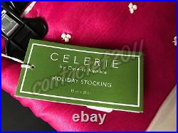 Celerie Kemble Christmas Holiday FLAMINGO Beaded Tree Skirt & Stocking Set NWT