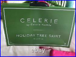 Celerie Kemble Christmas Holiday Flamingo Beaded Tree Skirt & 2 Stocking Set NWT