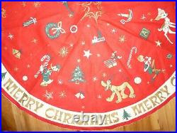 Charming Vintage Walt Disney 1950's Christmas Tablecloth Centerpiece Tree Skirt