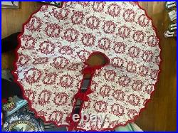 Chinoserie 54 inch red tree skirt nutcrackers