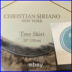 Christian Siriano Tree Skirt Velvet Taupe Gray Gold Ivory 52 Beaded Brand New