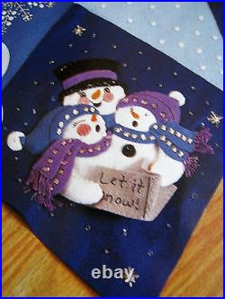 Christmas BUCILLA Felt Applique Holiday TREE SKIRT Kit, LET IT SNOW, Snowmen, 84599