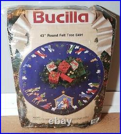 Christmas BUCILLA Felt Applique TREE SKIRT Kit NATIVITY 82720 BLUE Felt Size 43