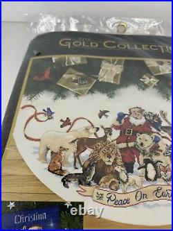 Christmas Dimensions Gold Cross Stitch Kit Santas Wildlife Tree Skirt #8565