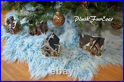 Christmas Flower Blue White Tree Skirt 5' Mongolian Home Decors