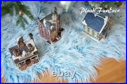 Christmas Flower Blue White Tree Skirt 5' Mongolian Luxury Home Decors