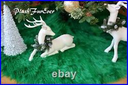 Christmas Green Round Tree Skirt 5' Shaggy Luxury Home