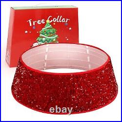 Christmas Tree Collar Decorations, 30-Inch Sequin Christmas Tree Ring Skirt X