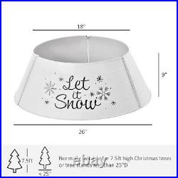 Christmas Tree Collar Steel Tree Ring Skirt Decor Snow Print 26 Base White