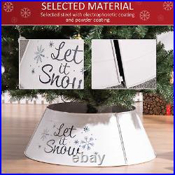 Christmas Tree Collar Steel Tree Ring Skirt Decor Snow Print 26 Base White