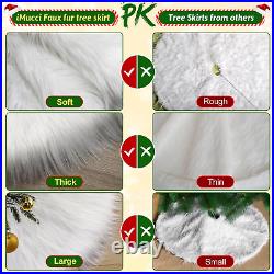 Christmas Tree Skirt 2023 Update 36 Inch Wool Fur White Tree Skirt Small Snowy W