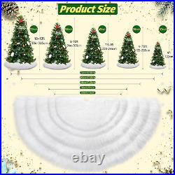 Christmas Tree Skirt 2023 Update 36 Inch Wool Fur White Tree Skirt Small Snowy W