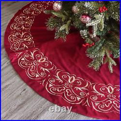 Christmas Tree Skirt, 72 Inch Extra Large Velvet Fur Plush Red Tree Skirt, Xmas
