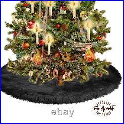 Christmas Tree Skirt Decoration Shaggy Faux Fur Round Handmade USA Fur Accents
