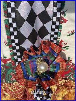Christmas Tree Skirt Handmade Quilted Courtly Check Black White Red Tartan VGC