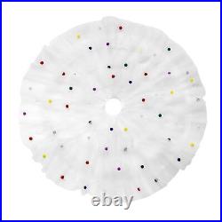 Christmas Tree Skirt Plush Dot Print Cotton For Home Party Decoration Ornaments