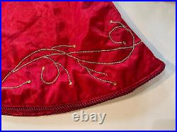 Christmas Tree Skirt Red silky Embellished 45