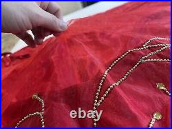 Christmas Tree Skirt Red silky Embellished 45