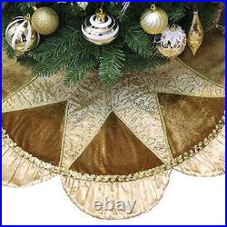Christmas Tree Skirt for Tree Decorations, 48 Inch Luxury Sparking Gold Large