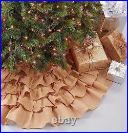 Christmas Tree Skirt with Ruffled Design, Natural, 84
