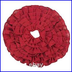 Christmas Tree Skirt with Ruffled Design, Red, 72